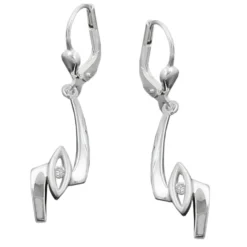 Brisur Ohrhänger 36x8mm Ohrringe mit Zirkonia schlicht echtes 925 Silber Damen
