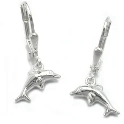 Brisur Ohrringe Ohrhänger 25mm Ohrschmuck für Kinder Delfine 925 Silber