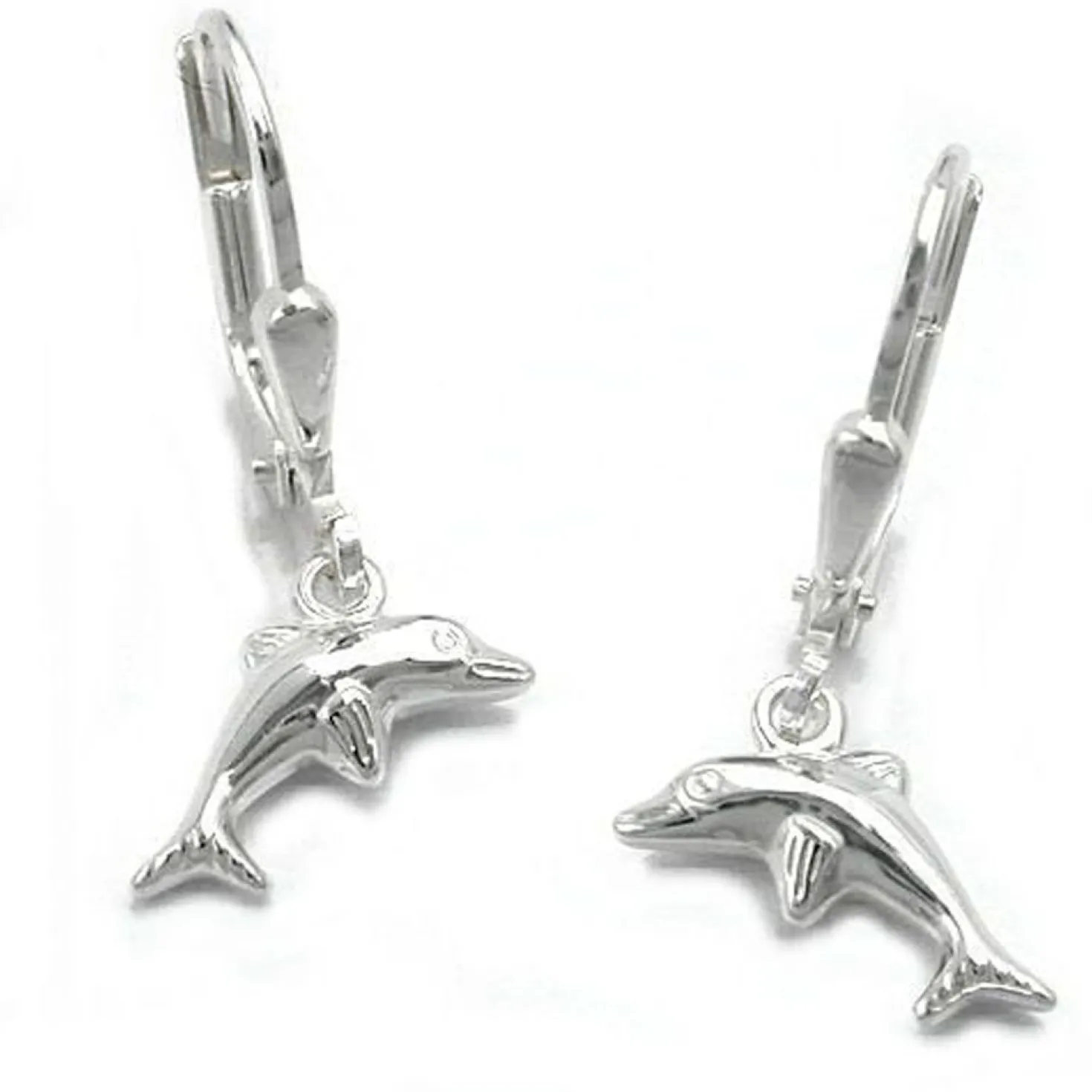 Brisur Ohrringe Ohrhänger 25mm Ohrschmuck für Kinder Delfine 925 Silber