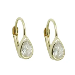 Brisur 14x5mm Ohrringe Tropfen aus weißen Zirkonia 375 Gold Gelbgold Ohrschmuck