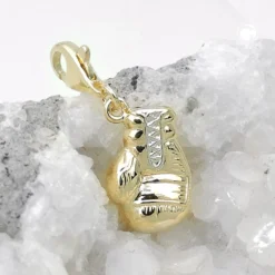 Charm Einhänger Boxhandschuh bicolor 375 Gold Gelbgold Anhänger 14x10mm