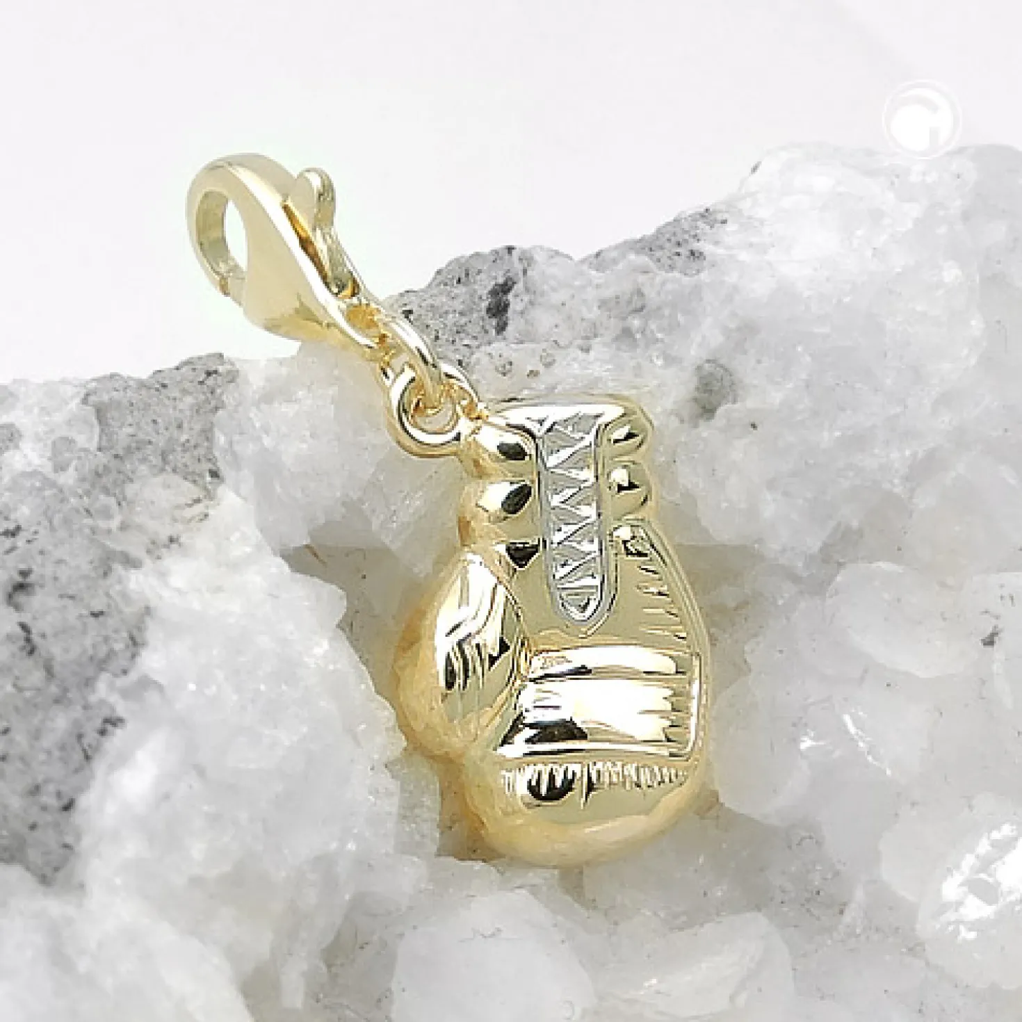 Charm Einhänger Boxhandschuh bicolor 375 Gold Gelbgold Anhänger 14x10mm