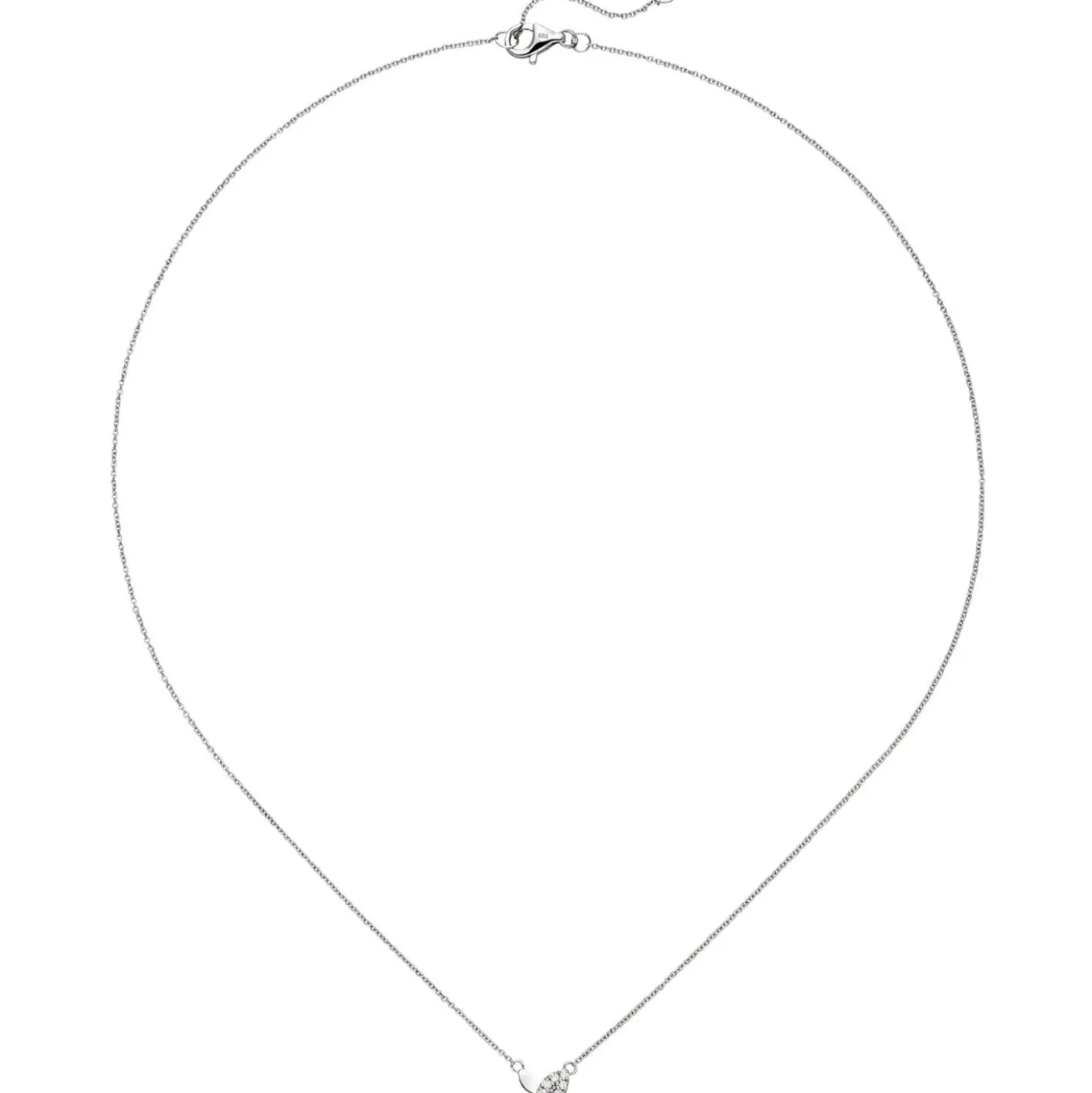 Collier Ankerkette mit Anhänger 585 Weißgold 8 Diamanten 0.06Ct 42-45cm
