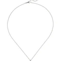 Collier Ankerkette mit Anhänger Solitär Diamant 0.15Ct 585 Weißgold 45cm
