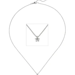 Collier Ankerkette mit Anhänger Solitär Diamant 0.15Ct 585 Weißgold 45cm