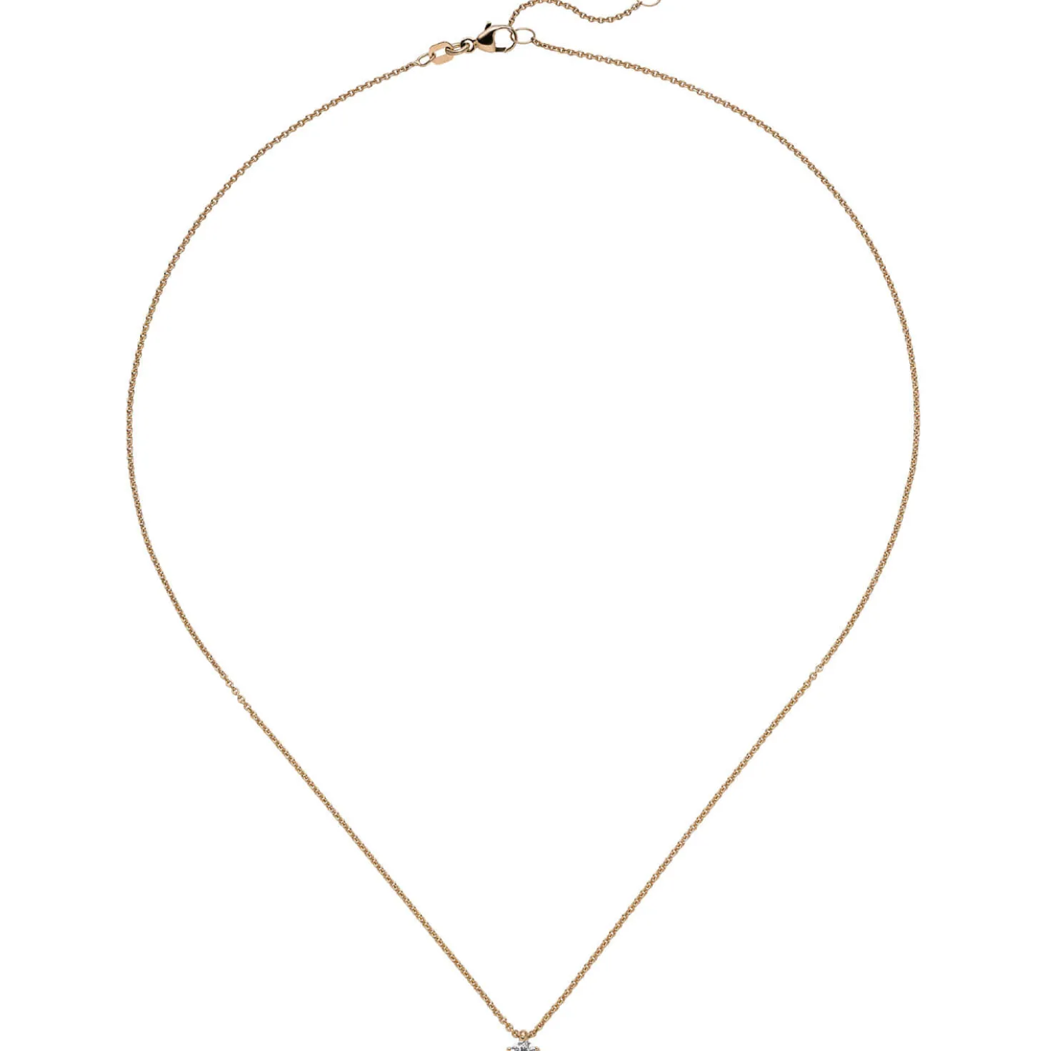 Collier Ankerkette mit Anhänger Solitär Diamant 0.15Ct 585 Rotgold 45cm