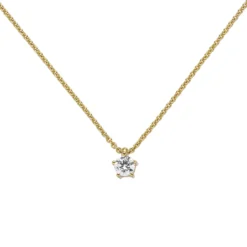 Collier Ankerkette mit Anhänger Solitär Diamant 0.15Ct 585 Gelbgold 45cm