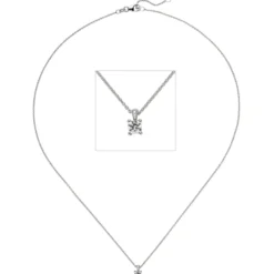 Collier Ankerkette mit Anhänger Solitär Diamant 0.15Ct 585 Weißgold 45cm