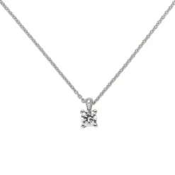 Collier Ankerkette mit Anhänger Solitär Diamant 0.15Ct 585 Weißgold 45cm