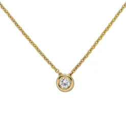 Collier Ankerkette mit Anhänger Solitär Diamant 0.15Ct 585 Gelbgold 45cm