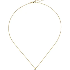Collier Ankerkette mit Anhänger Solitär Diamant 0.15Ct 585 Gelbgold 45cm