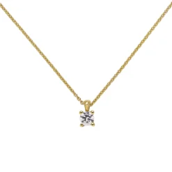 Collier Ankerkette mit Anhänger Solitär Diamant 0.15Ct 585 Gelbgold 45cm