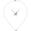 Collier Ankerkette Schmetterling mit 20 Diamanten 0.09Ct W/SI 585 Gold Weißgold