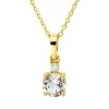Collier aus 750 Gelbgold Amethyst 0,46ct grün Brillant 0,03ct TW-SI L:45cm