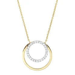 Collier aus 750 Gelbgold 26 Brillanten 0,2ct TW-SI L:45cm Fassung rhodiniert