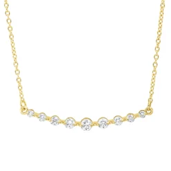 Collier aus 750 Gelbgold 9 Brillanten 0,25ct TW-SI L:45,7cm Fassung rhodiniert