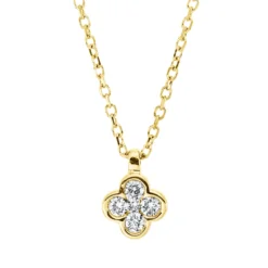 Collier aus 750 Gelbgold 4 Brillanten 0,09ct TW-SI 1 Brillant 0,01ct TW-SI L:45cm