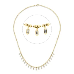 Collier aus 585 Gelbgold 19 Diamanten Baguette-Schliff 0,59ct TW-SI L:45,7cm