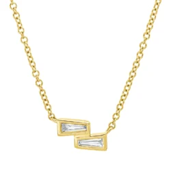 Collier aus 750 Gelbgold 2 Diamanten Trapez-Schliff 0,1ct TW-VSI/SI L:43,2cm