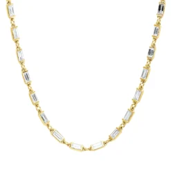 Collier aus 750 Gelbgold 62 Diamanten Baguette-Schliff 3,01ct TW-VSI L:40,6cm