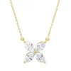 Collier aus 750 Gelbgold 4 Diamanten Navette-Schliff 0,75ct TW-VSI/SI L:45cm