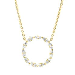 Collier aus 750 Gelbgold 2 Diamanten Oval-Schliff 0,38ct TW-SI L:45,7cm