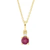 Collier aus 750 Gelbgold Rubin 0,42ct rot Brillant 0,02ct TW-SI L:45cm 4er-Krappe