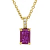 Collier aus 750 Gelbgold Rubin 0,63ct rot 3 Brillanten 0,02ct TW-SI L:45cm
