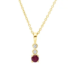 Collier aus 750 Gelbgold Rubin 0,16ct rot 2 Brillanten 0,03ct TW-SI L:45cm
