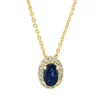 Collier aus 750 Gelbgold Saphir 0,31ct blau 16 Brillanten 0,06ct TW-SI L:45cm