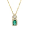 Collier aus 750 Gelbgold Smaragd 0,58ct grün 36 Diamanten 0,3ct TW-VSI L:45cm