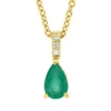 Collier aus 750 Gelbgold Smaragd 0,39ct grün 3 Brillanten 0,02ct TW-SI L:45cm