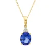 Collier aus 585 Gelbgold Tansanit 2,07ct blau 3 Brillanten 0,04ct TW-SI L:45,7cm