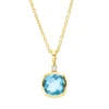 Collier aus 750 Gelbgold Topas 0,94ct blau Brillant 0,02ct TW-SI L:45cm