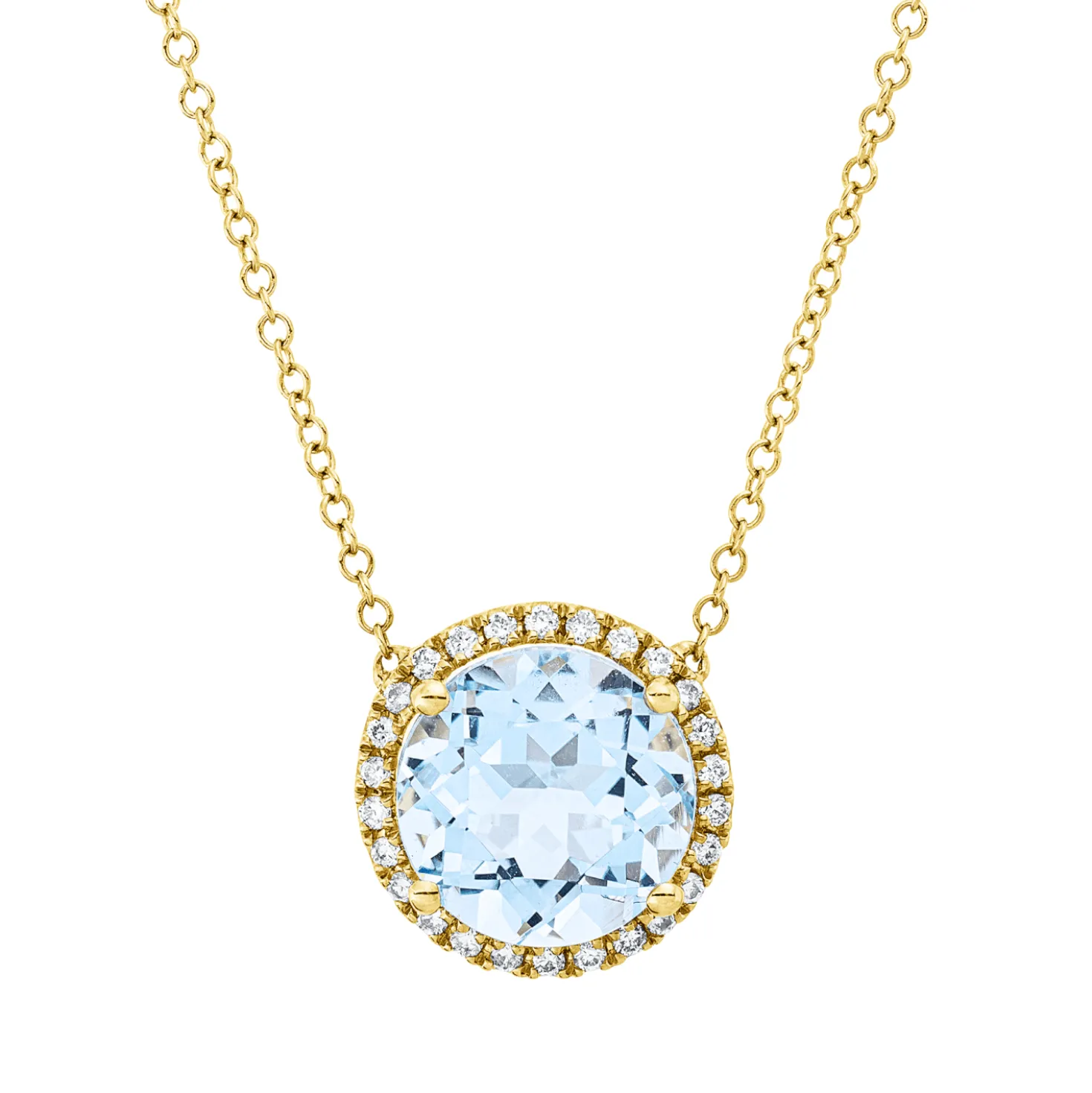 Collier aus 750 Gelbgold Topas 3,7ct skyblue 26 Brillanten 0,15ct TW-SI L:43,2cm