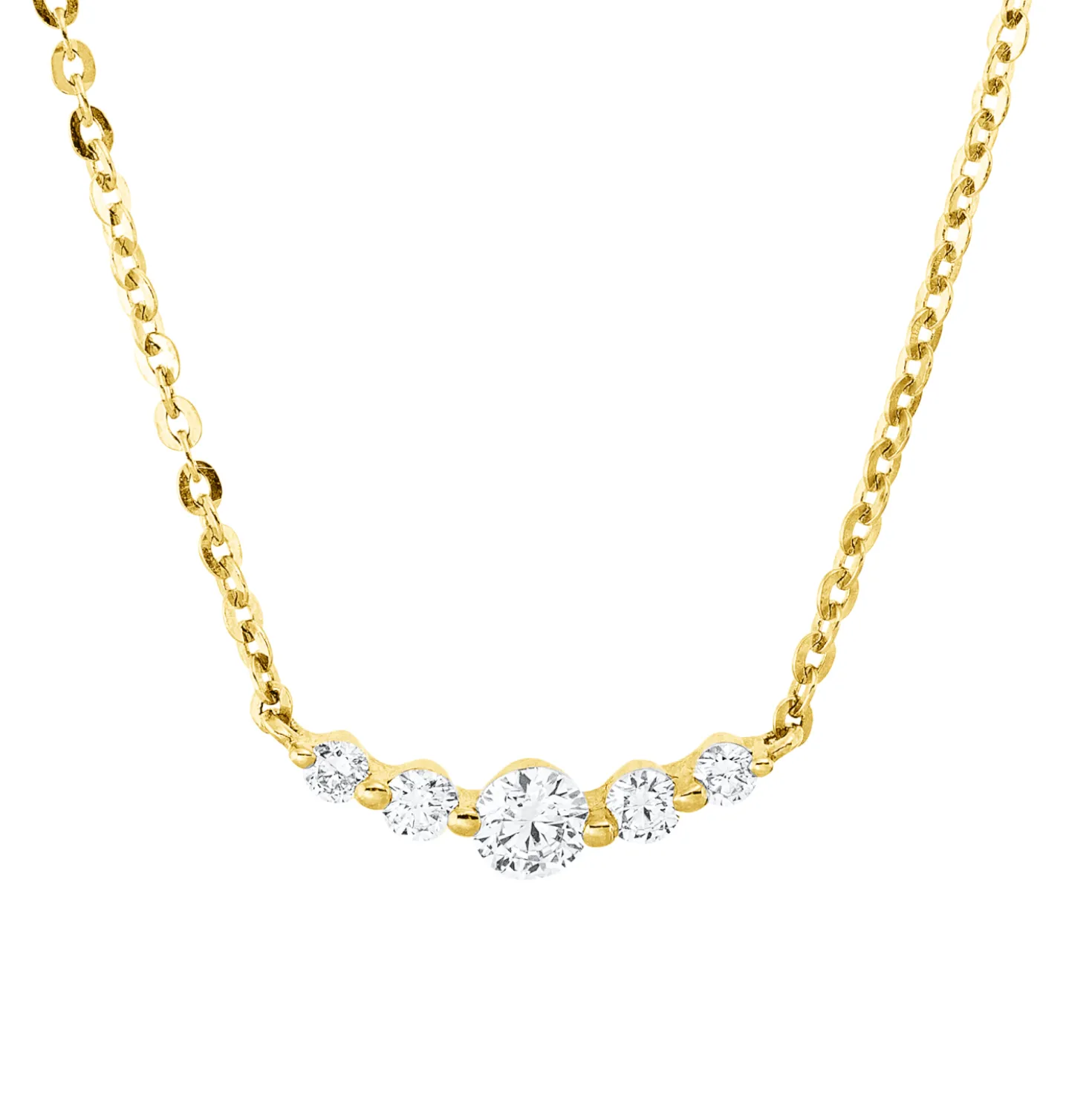 Collier aus 750 Gold Gelbgold 5 Brillanten 0,32ct J-VSI/SI L:45cm