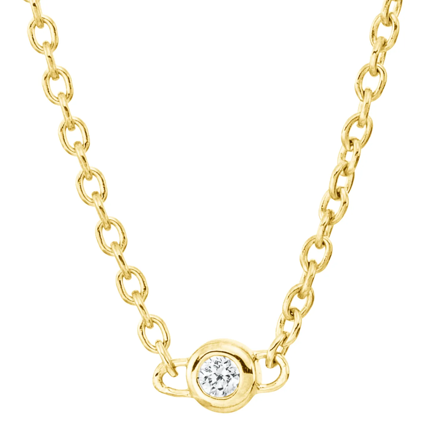 Collier aus 750 Gold Gelbgold 5 Brillanten 0,08ct TW-SI L:45cm Zarge