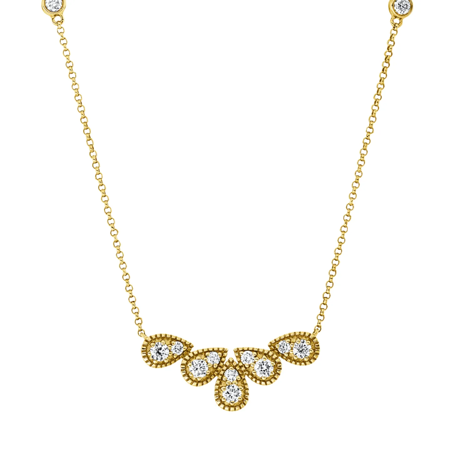 Collier aus 750 Gold Gelbgold 12 Brillanten 0,39ct TW-SI L:43,2cm