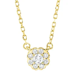 Collier aus 750 Gold Gelbgold 9 Brillanten 0,11ct TW-SI L:45,7cm