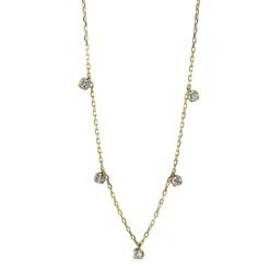 Collier aus 750 Gold Gelbgold 5 Brillanten 0,37ct TW-SI L:40,6cm