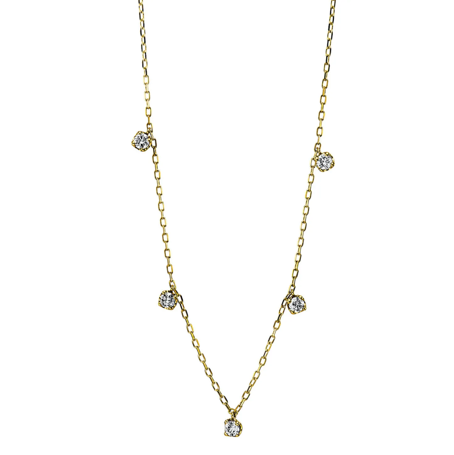 Collier aus 750 Gold Gelbgold 5 Brillanten 0,37ct TW-SI L:40,6cm