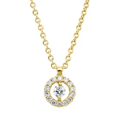 Collier aus 750 Gold Gelbgold 15 Brillanten 0,08ct TW-SI L:42cm