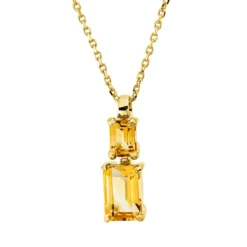 Collier aus 750 Gold Gelbgold 2 Citrine 0,8ct gelb L:45cm 4er-Krappe