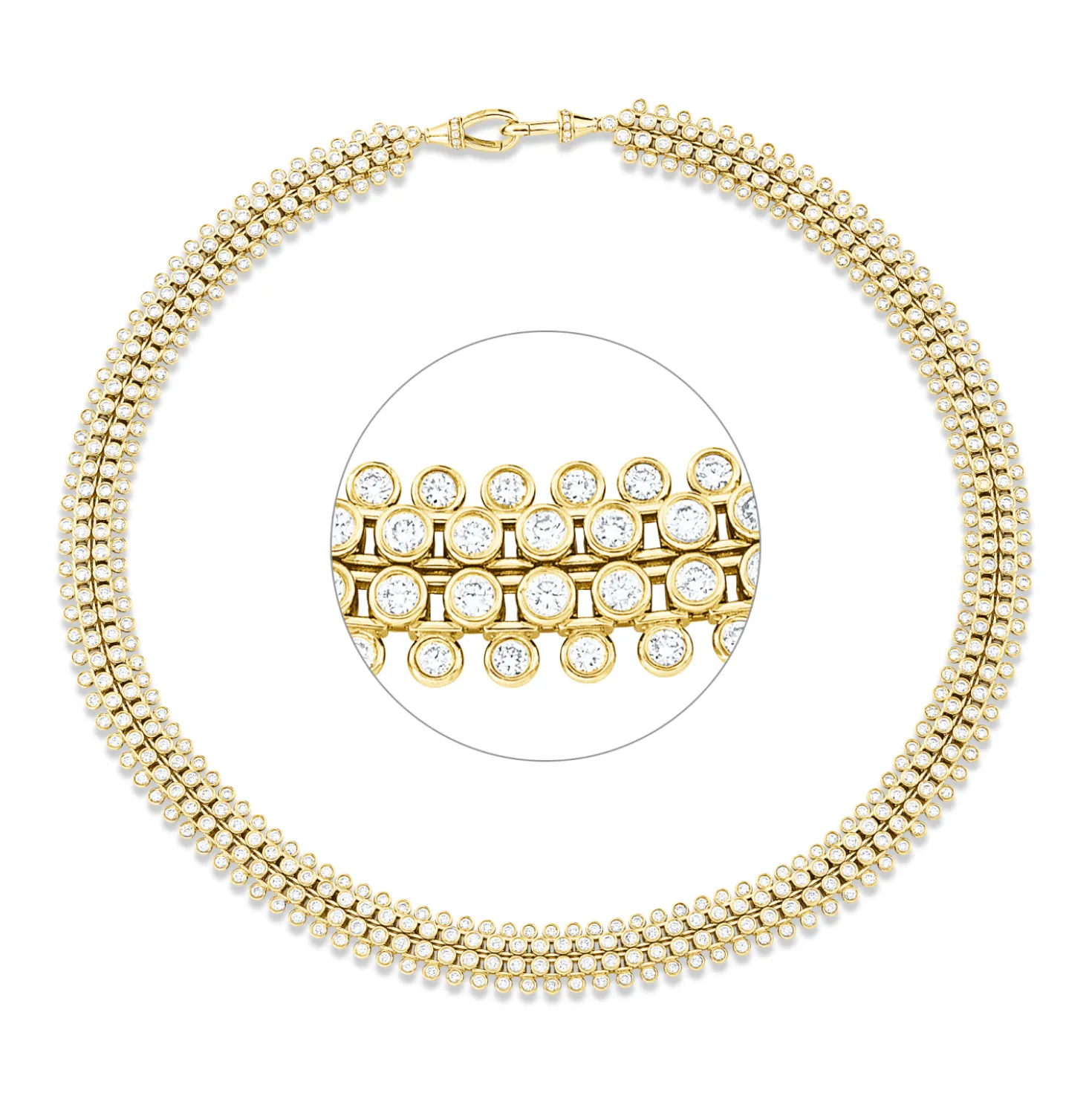 Collier aus 750 Gold Gelbgold 492 Diamanten 10,49ct TW-SI L:41,9cm