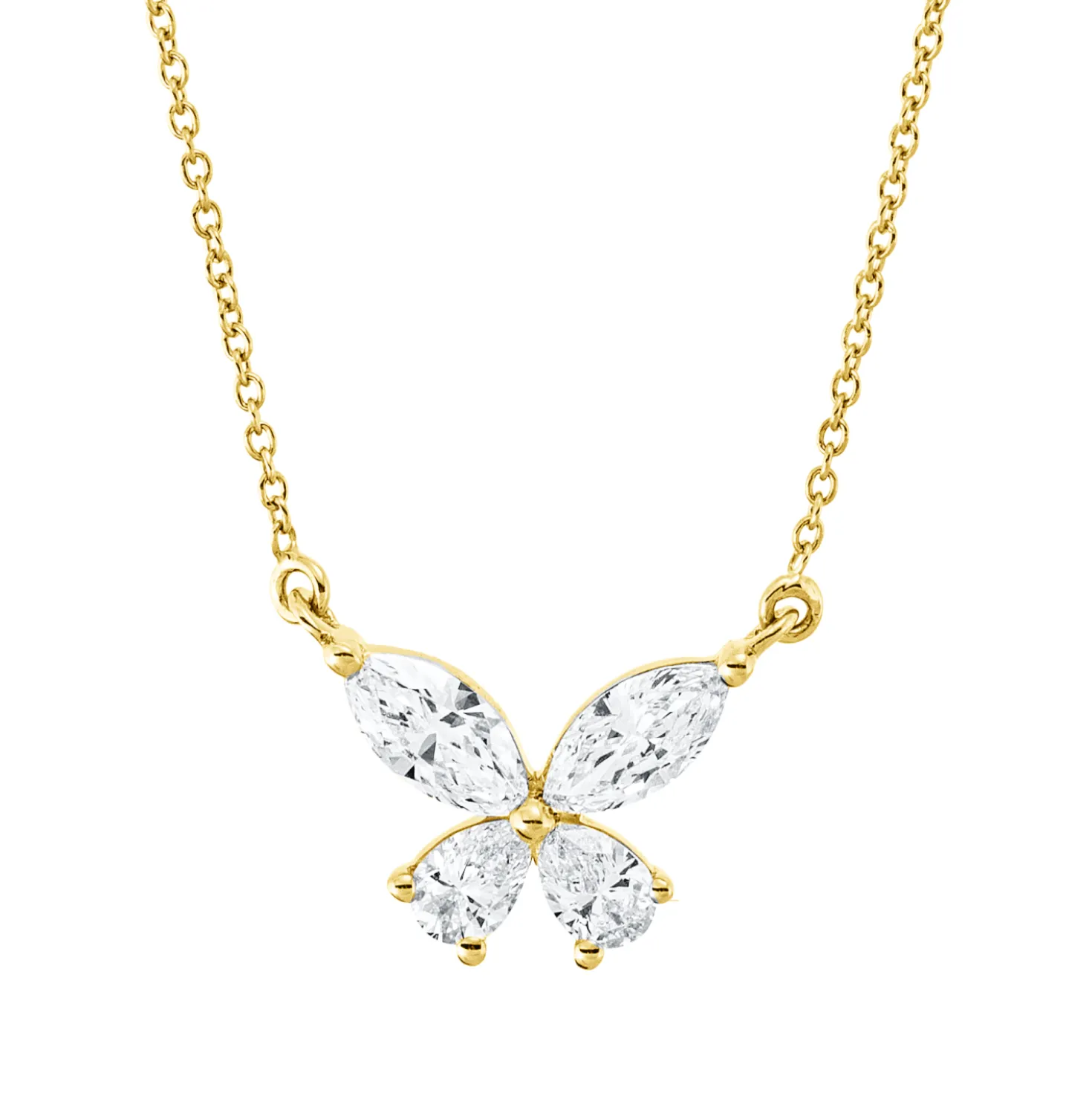 Collier aus 750 Gold Gelbgold 4 Diamanten 0,46ct TW-VSI/SI L:45cm