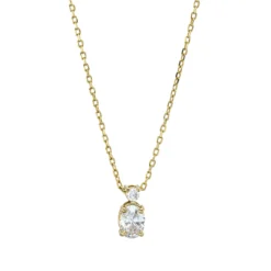 Collier aus 750 Gold Gelbgold 2 Diamanten 0,34ct TW-SI L:45cm