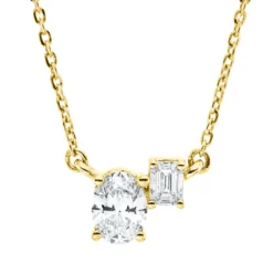 Collier aus 750 Gold Gelbgold 2 Diamanten 0,41ct TW-SI L:45cm
