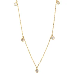 Collier aus 750 Gold Gelbgold 5 Diamanten 0,48ct TW-SI L:45,7cm