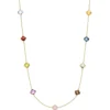 Collier aus 585 Gold Gelbgold Kleeblatt Blumen echte Edelsteine multicolor 45cm