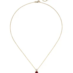Collier aus 585 Gold Gelbgold mit Rubellit Diamant Brillant 0,07 Ct 42-45cm